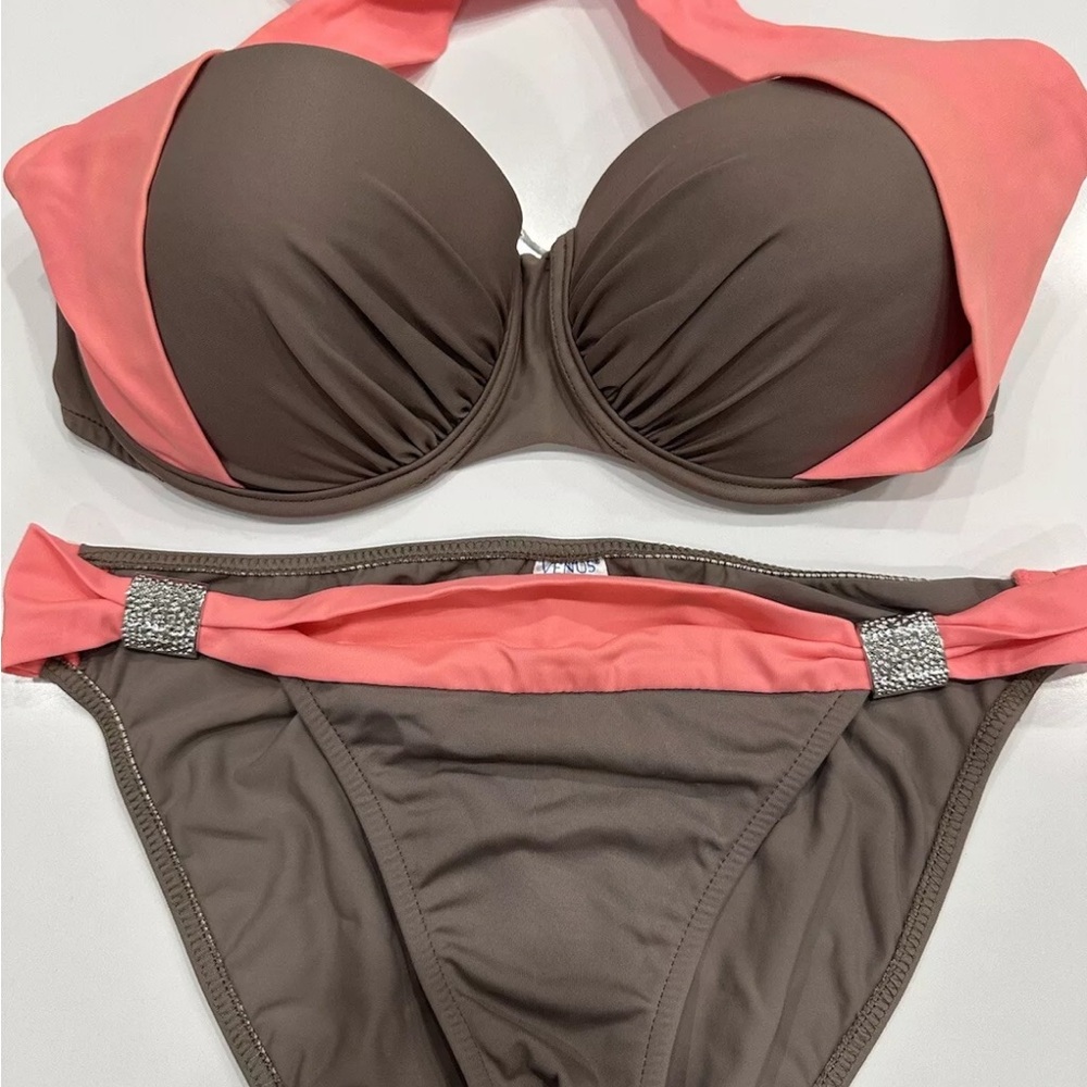 Venus goddess bikini set size D/ 10  Stylish Pink and Brown Bikini Set